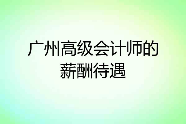广州高级会计师的薪酬待遇