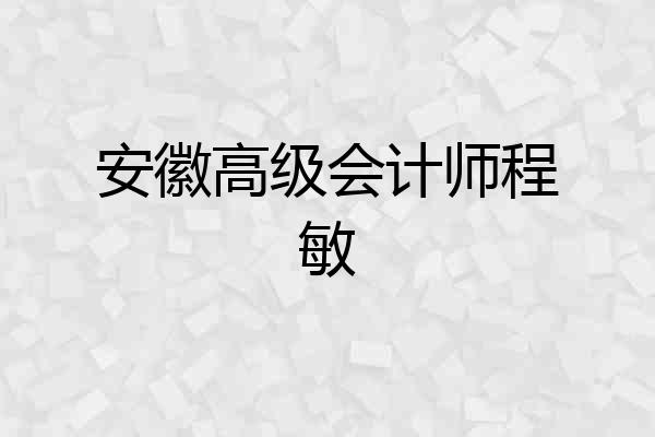 安徽高级会计师程敏