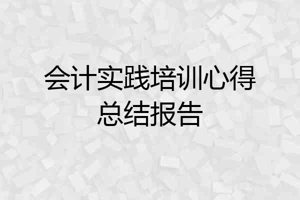 会计实践培训心得总结报告