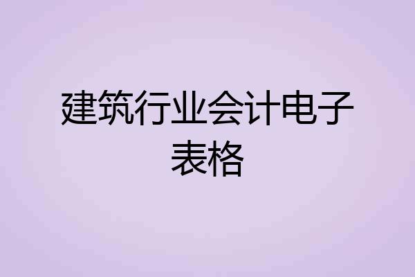 建筑行业会计电子表格