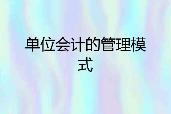 单位会计的管理模式