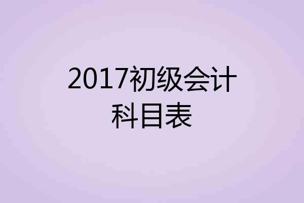 2017初级会计科目表