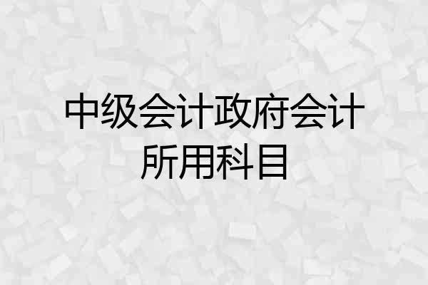 中级会计政府会计所用科目