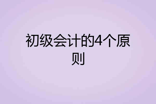 初级会计的4个原则