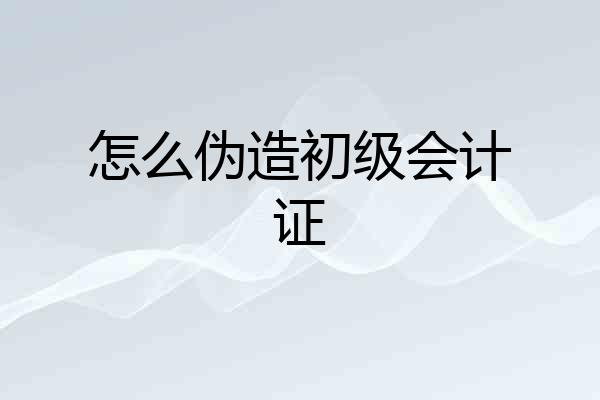 怎么伪造初级会计证