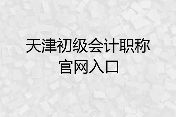 天津初级会计职称官网入口