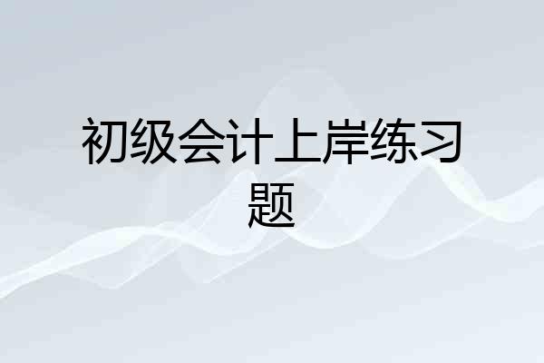 初级会计上岸练习题
