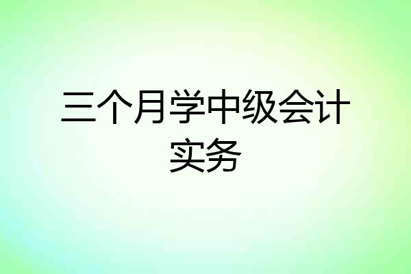 三个月学中级会计实务