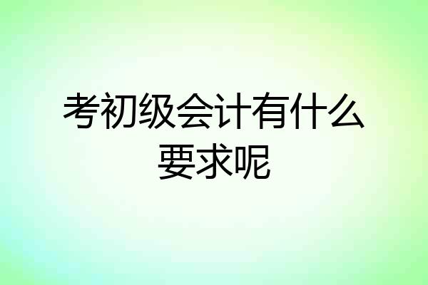 考初级会计有什么要求呢