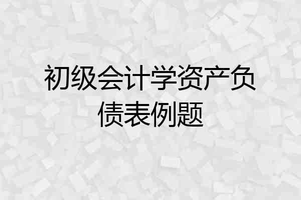 初级会计学资产负债表例题