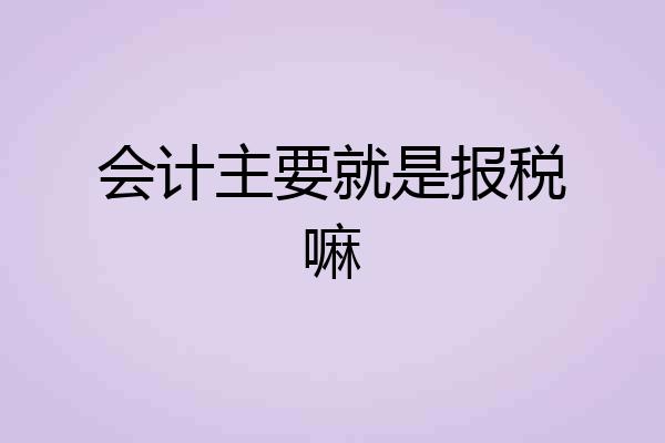 会计主要就是报税嘛