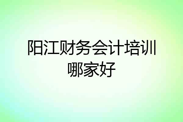 阳江财务会计培训哪家好