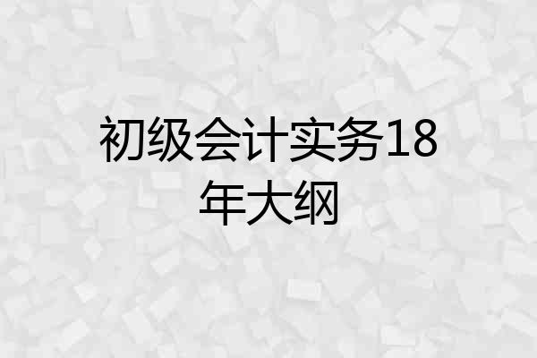 初级会计实务18年大纲