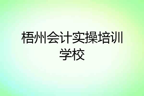 梧州会计实操培训学校