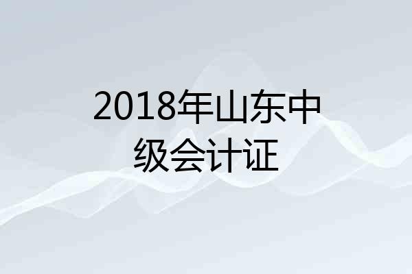 2018年山东中级会计证