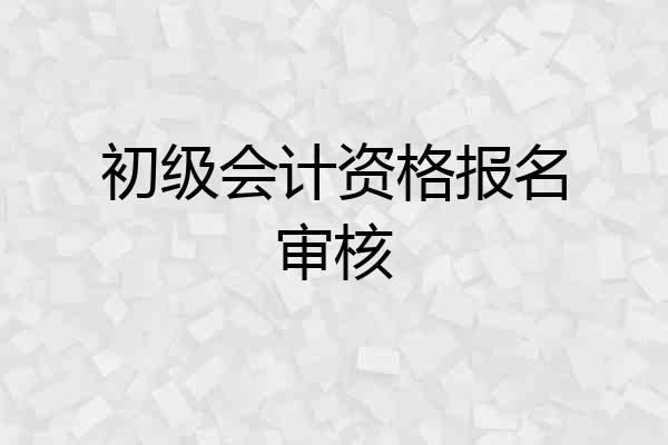 初级会计资格报名审核