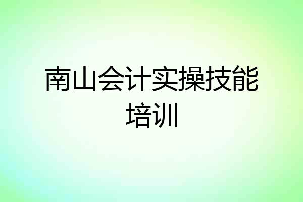 南山会计实操技能培训