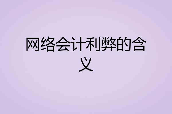 网络会计利弊的含义