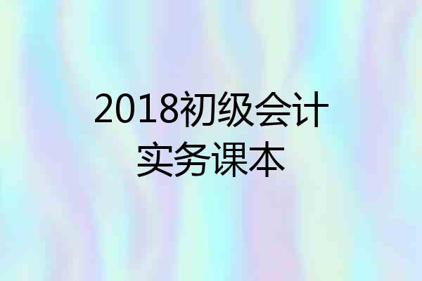2018初级会计实务课本