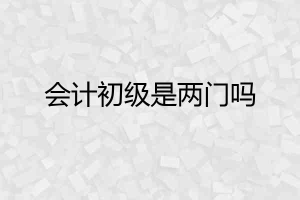 会计初级是两门吗