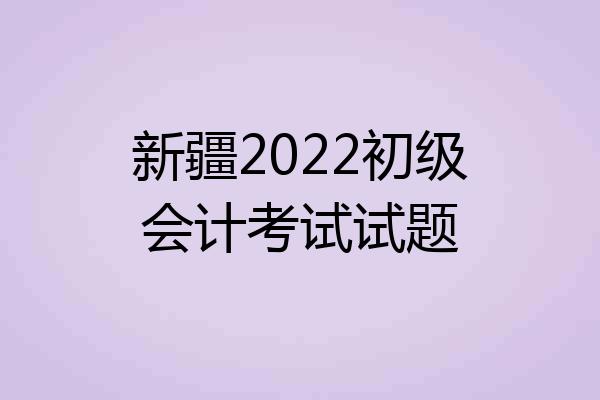 新疆2022初级会计考试试题