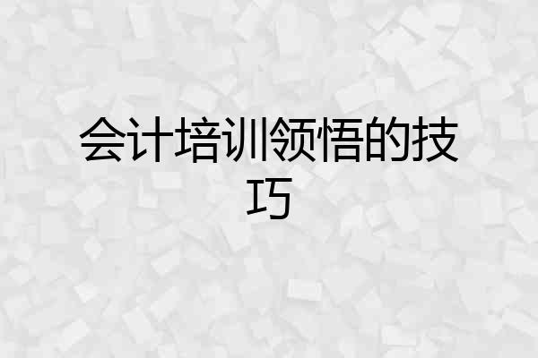 会计培训领悟的技巧