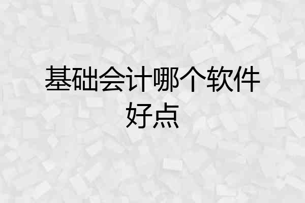 基础会计哪个软件好点