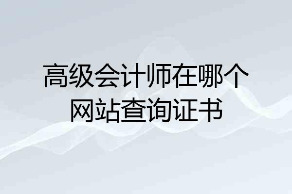 高级会计师在哪个网站查询证书