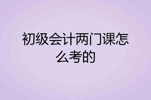 初级会计两门课怎么考的