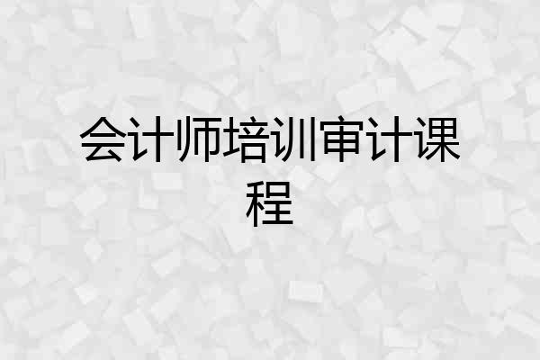 会计师培训审计课程
