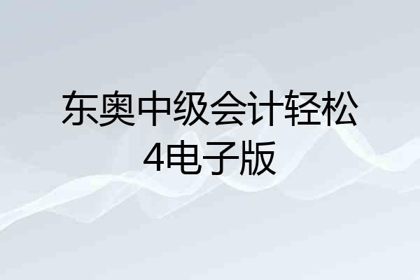 东奥中级会计轻松4电子版