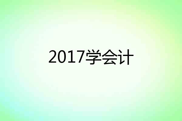 2017学会计