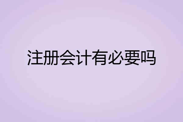 注册会计有必要吗