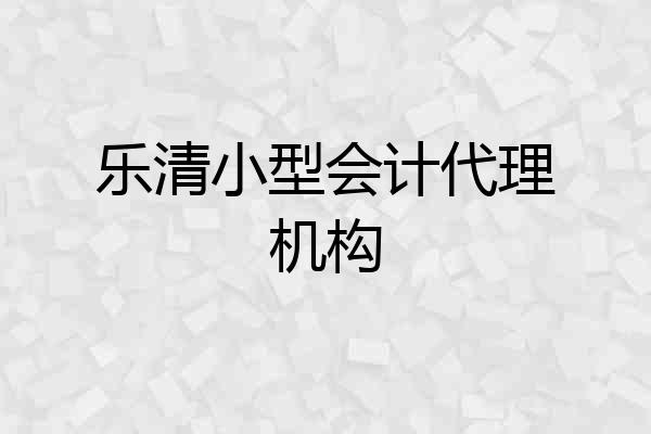 乐清小型会计代理机构