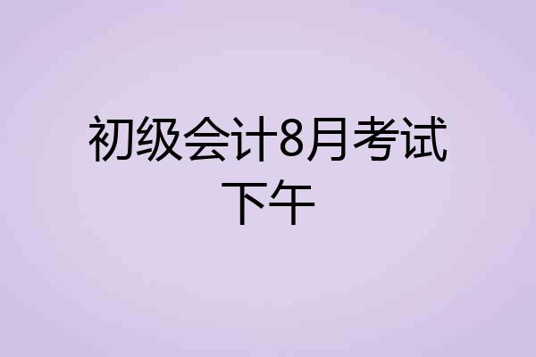 初级会计8月考试下午
