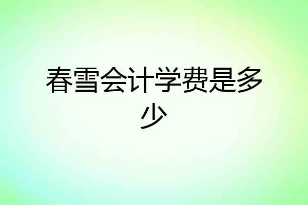 春雪会计学费是多少