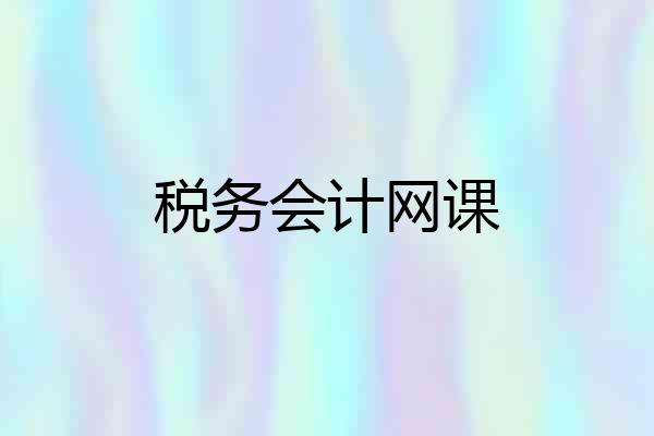税务会计网课