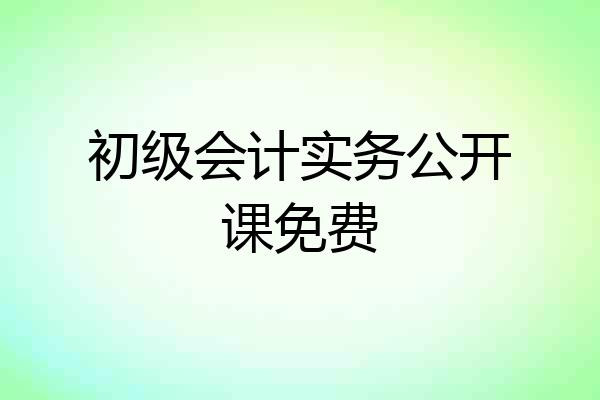 初级会计实务公开课免费