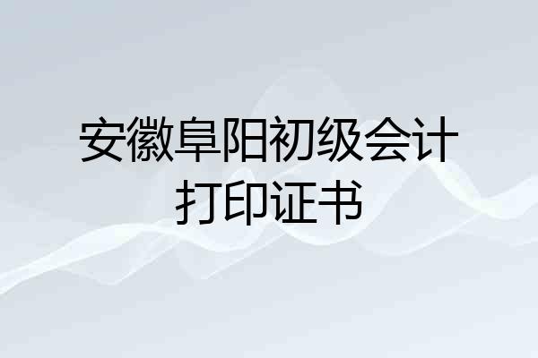 安徽阜阳初级会计打印证书