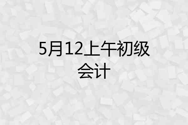 5月12上午初级会计
