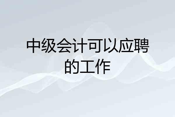 中级会计可以应聘的工作