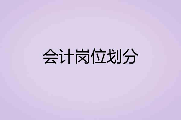 会计岗位划分