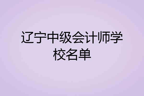 辽宁中级会计师学校名单