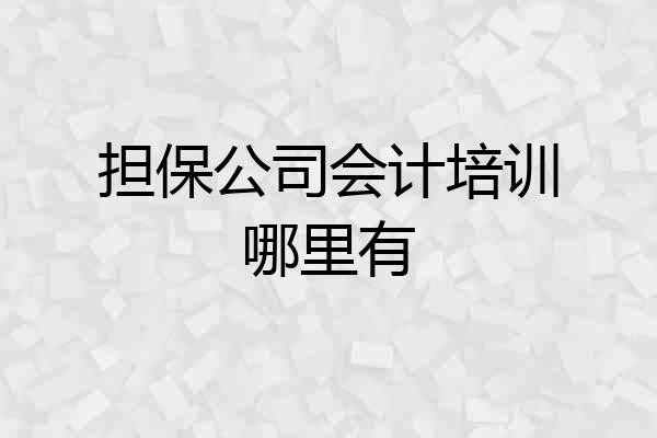 担保公司会计培训哪里有