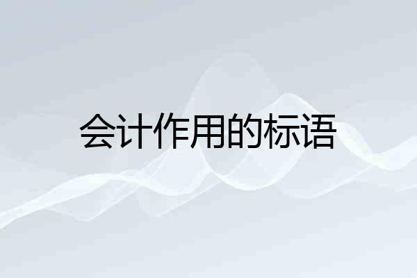 会计作用的标语