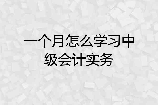 一个月怎么学习中级会计实务