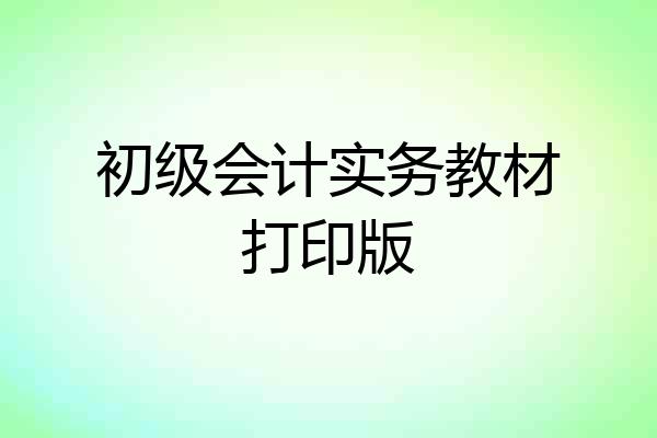 初级会计实务教材打印版
