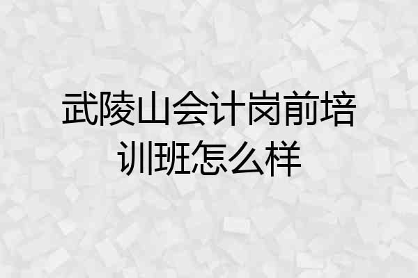 武陵山会计岗前培训班怎么样