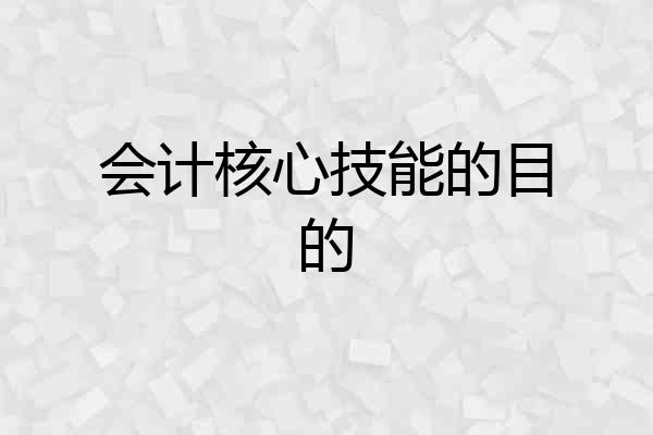会计核心技能的目的