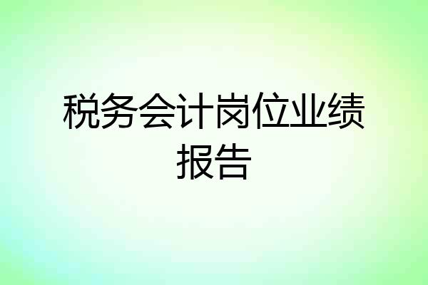 税务会计岗位业绩报告